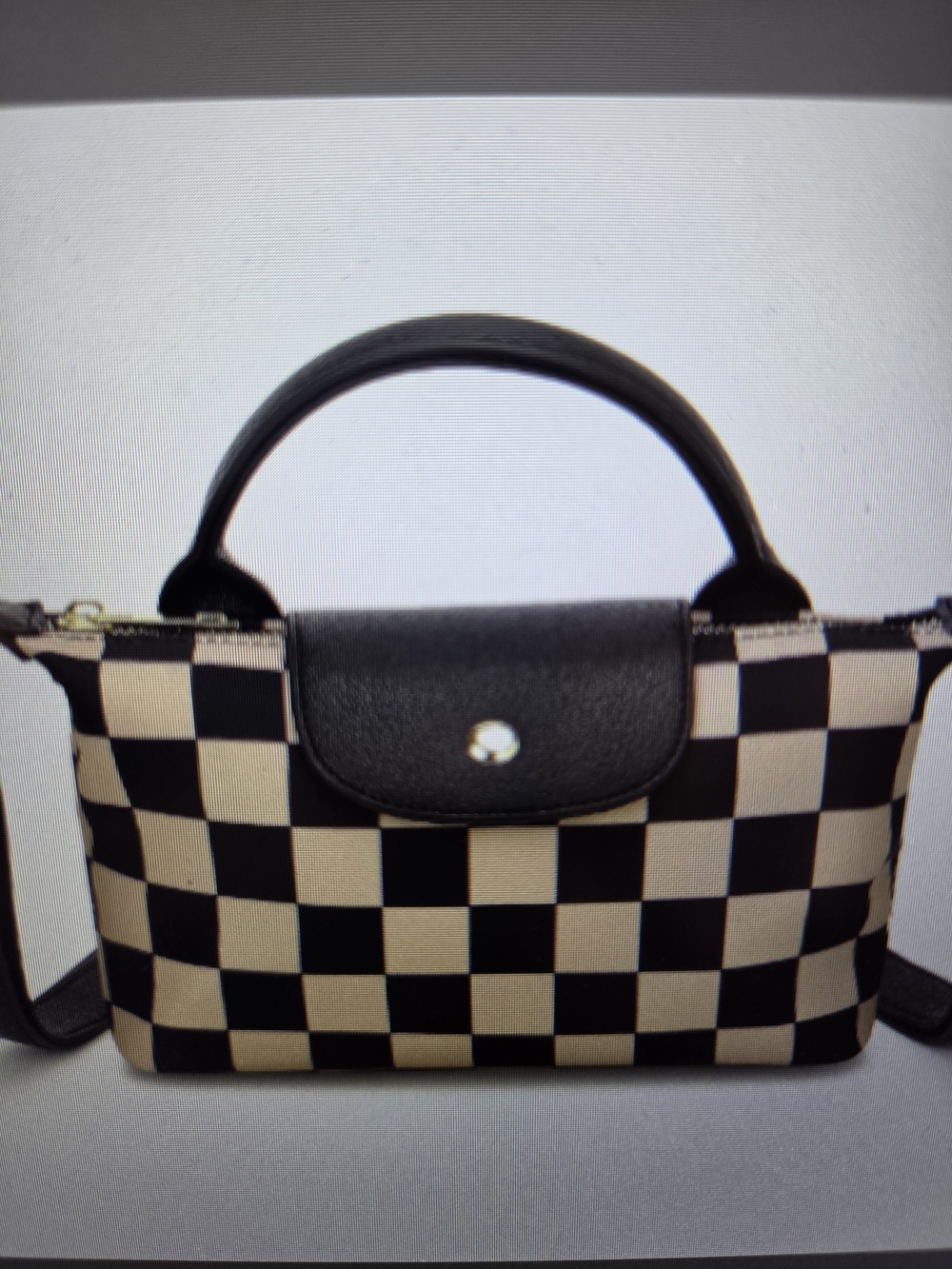 Checked Top-Handle Crossbody Bag in Black and Cream 2.16 X 7.87 X 5.11